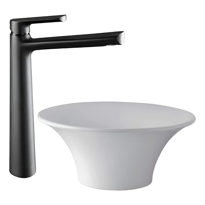 Grifería de Lavatorio FV Aromo Monocomando Pico Alto 0181.02/d8-ng Negra Mate
