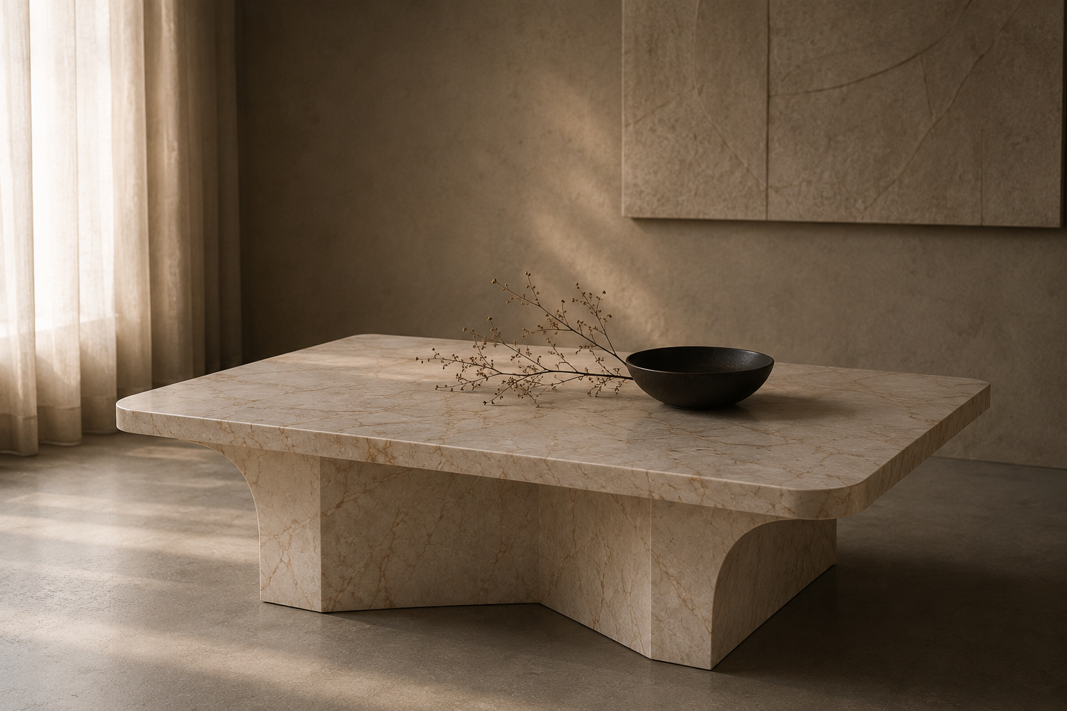 Mesa ratona en travertino — Studio Brumm