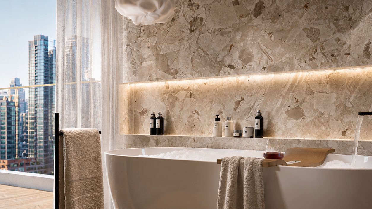 Baño en lámina SPL Terrazo Creme